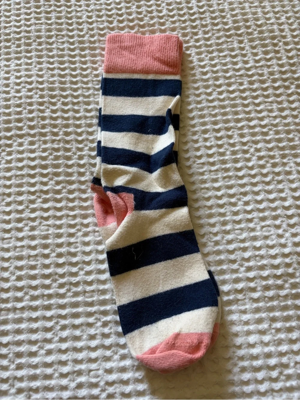 Happy Socks Navy & Pink Striped Crew Sock